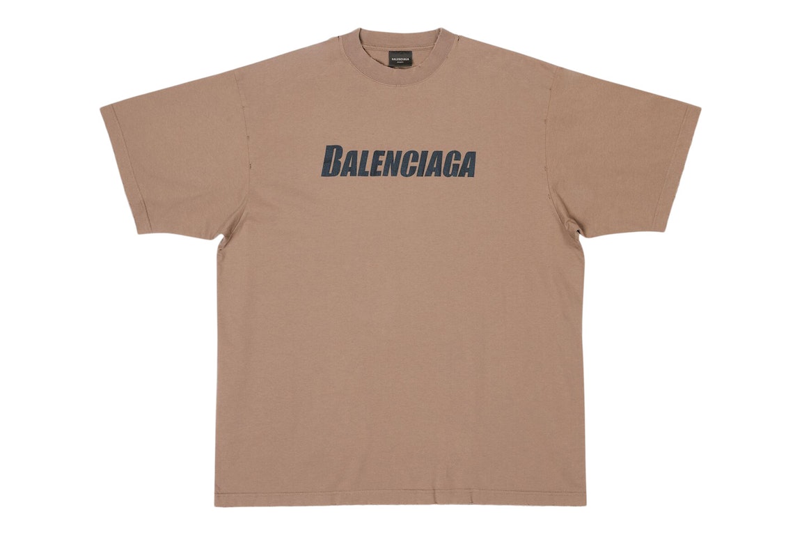 Pre-owned Balenciaga Caps Boxy Fit Vintage Jersey T-shirt Light Brown/black