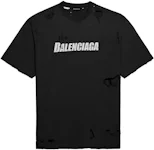 Balenciaga Caps Destroyed Flatground T-shirt Black