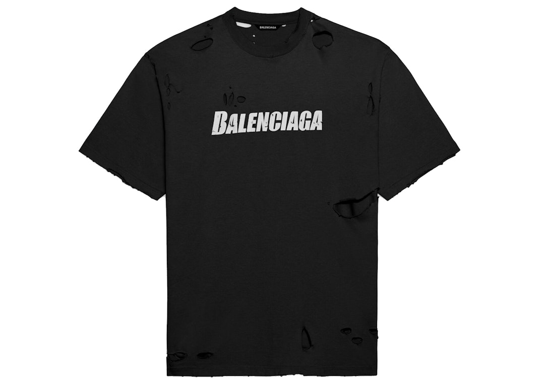 Pre-owned Balenciaga Caps Destroyed Flatground T-shirt Black