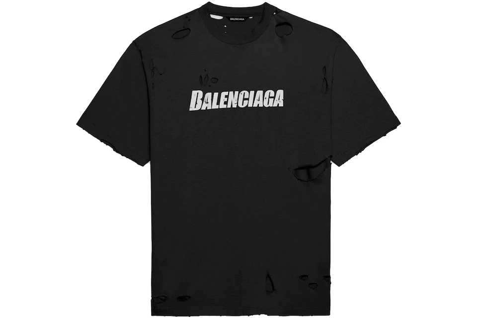 Ponte de pie en su lugar Atlético Alerta Balenciaga Caps Destroyed Flatground T-shirt Black - SS21 - ES