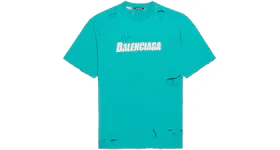 Balenciaga Caps Destroyed Flatground T-shirt Navy/White