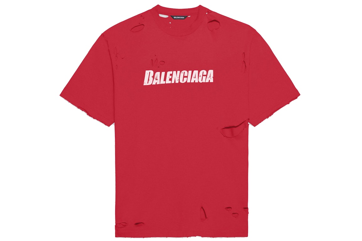 Pre-owned Balenciaga Caps Destroyed Flatground T-shirt Raspberry/white