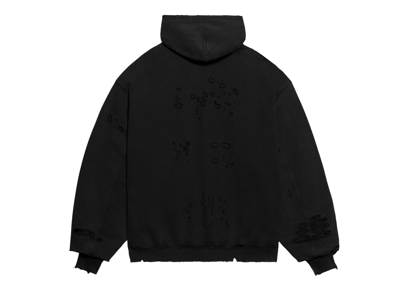 Balenciaga Caps Destroyed Oversize Fit Hoodie Black/White