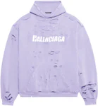 Balenciaga Caps Destroyed Oversize Fit Hoodie Light Purple/White