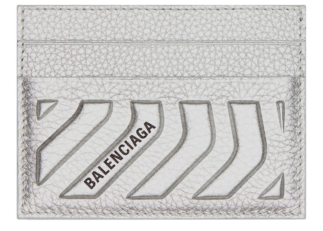 Pre-owned Balenciaga Car Card Holder Metallized Silver