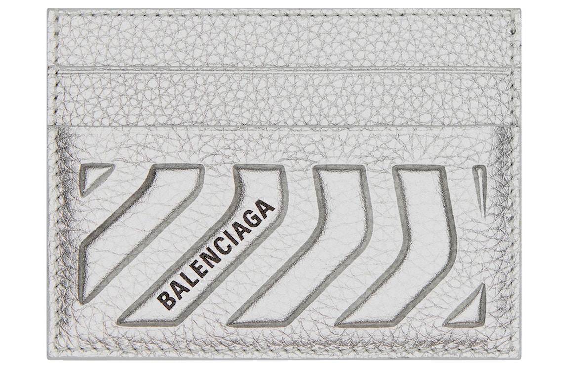 Pre-owned Balenciaga Car Card Holder Metallized Silver