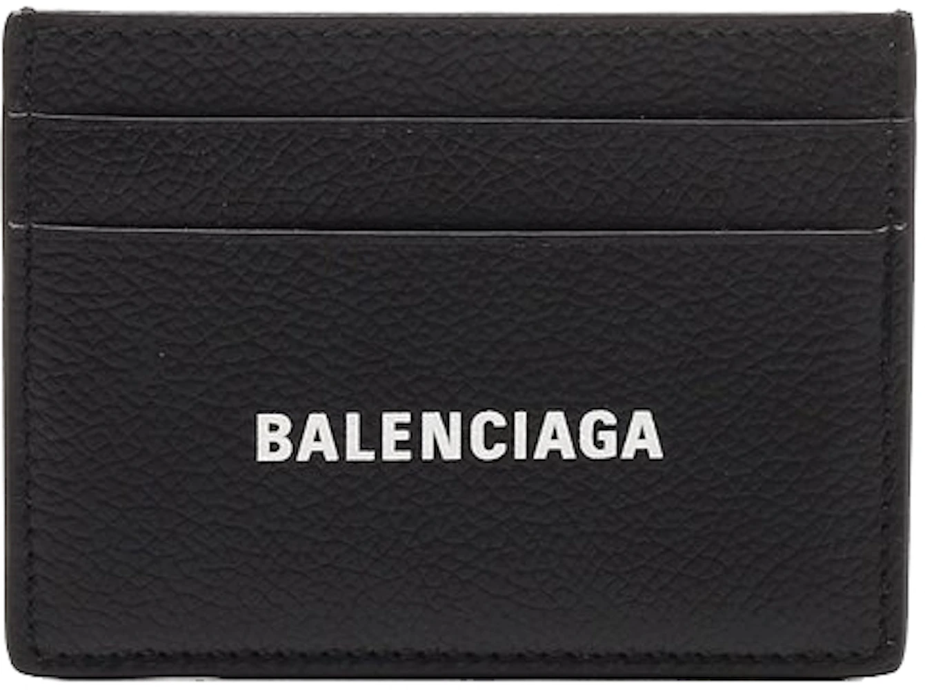 Balenciaga Logo Print (4 Card Slot) Card Holder Black/White in Grained ...