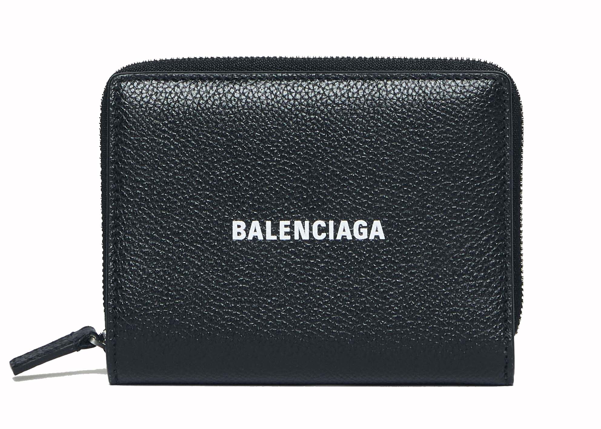 Balenciaga Cash Bi-Fold Compact Wallet Black/White in Leather with  Silver-tone - US