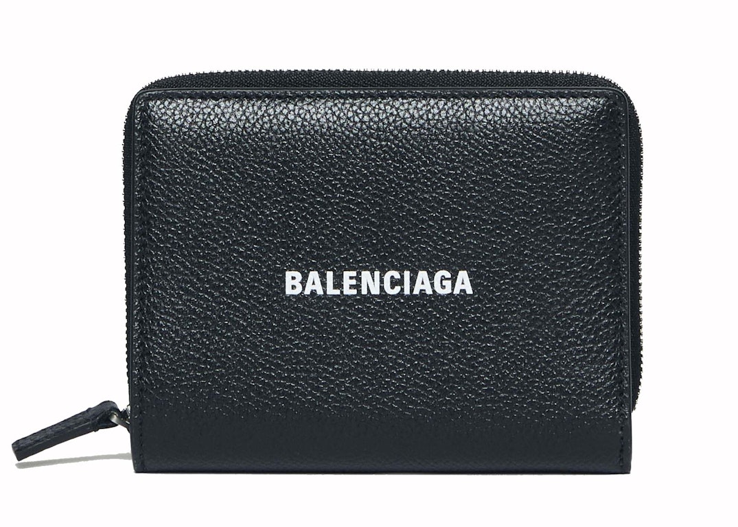 Pre-owned Balenciaga Cash Bi-fold Compact Wallet Black/white