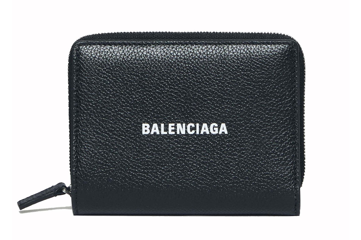 Pre-owned Balenciaga Cash Bi-fold Compact Wallet Black/white