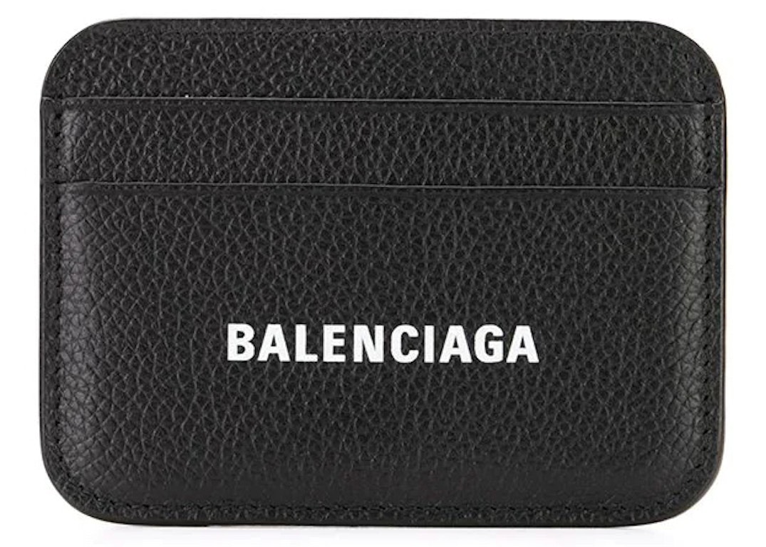 Pre-owned Balenciaga Cash Logo Card Holder Black/white