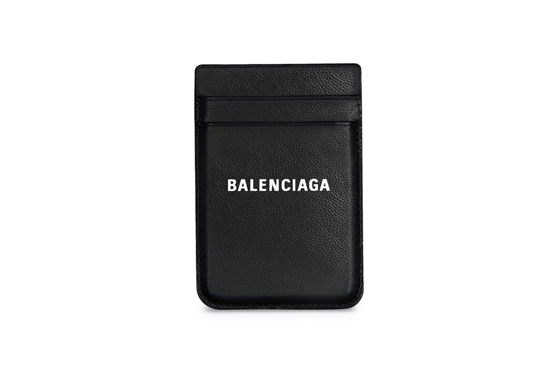 Pre-owned Balenciaga Cash Magnet (2 Card Slots) Phone Card Holder Black/white