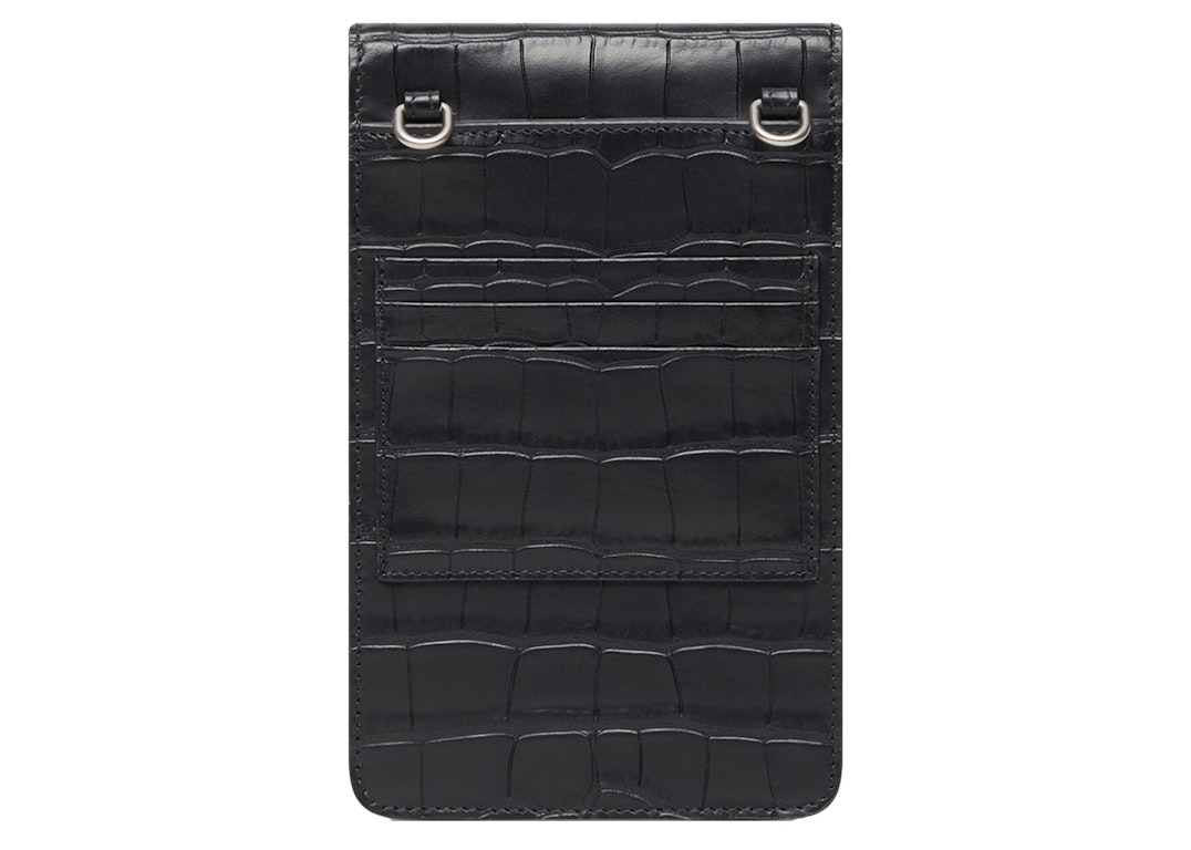 Pre-owned Balenciaga Cash Phone And Card Holder Graphite Black