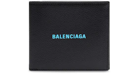 Balenciaga Cash Square (8 Card Slot 2 Bill Compartments) Folded Wallet Black/Blue