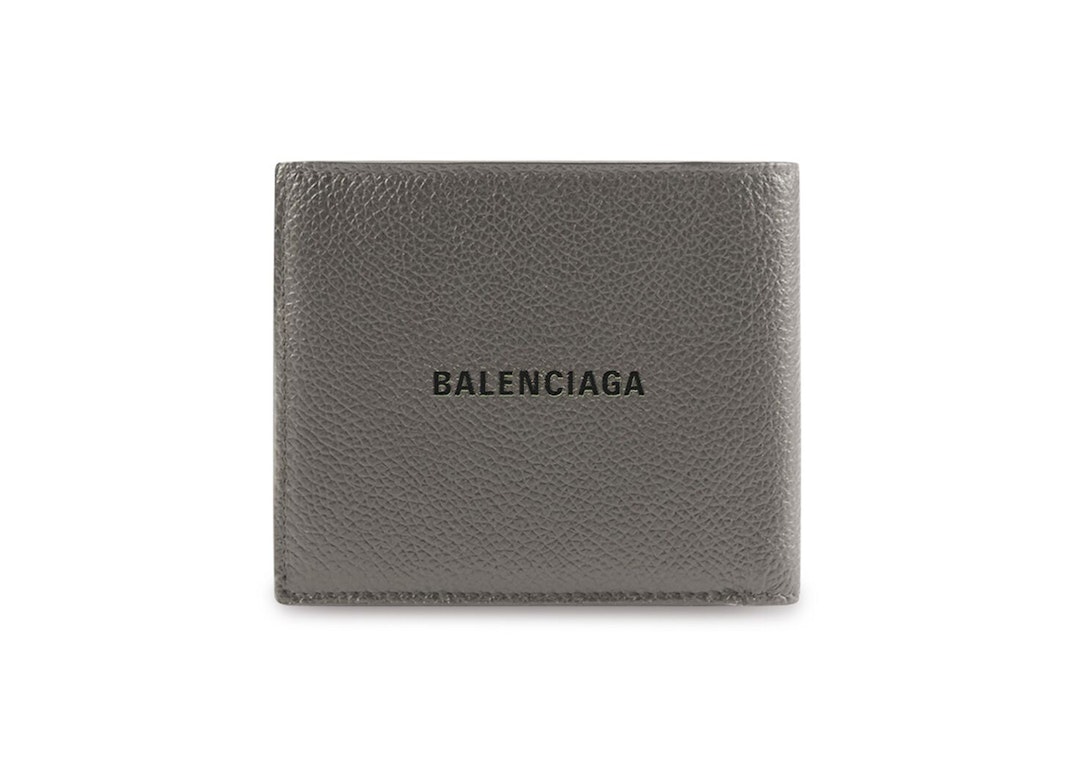 Pre-owned Balenciaga Cash Square (8 Card Slot 2 Bill Compartments) Folded Wallet Dark Grey/black