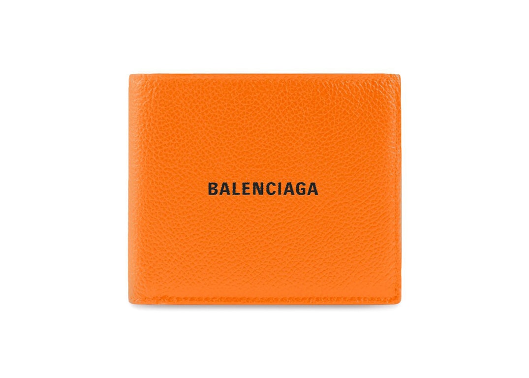 Pre-owned Balenciaga Cash Square (8 Card Slot 2 Bill Compartments) Folded Wallet Orange/black