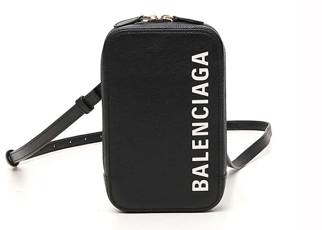 Pre-owned Balenciaga Cash Zip Phone Holder Black/white