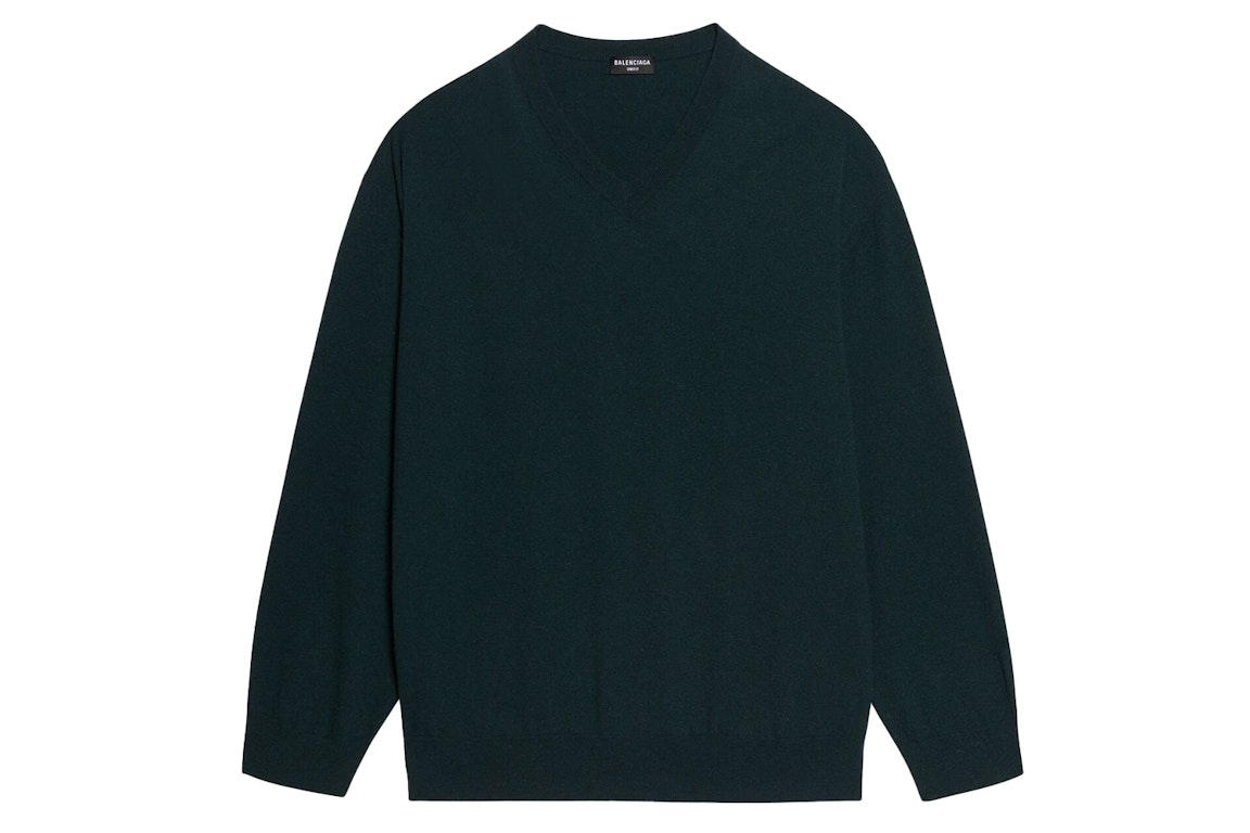 Pre-owned Balenciaga Cashmere V-neck Oversized Top Dark Green