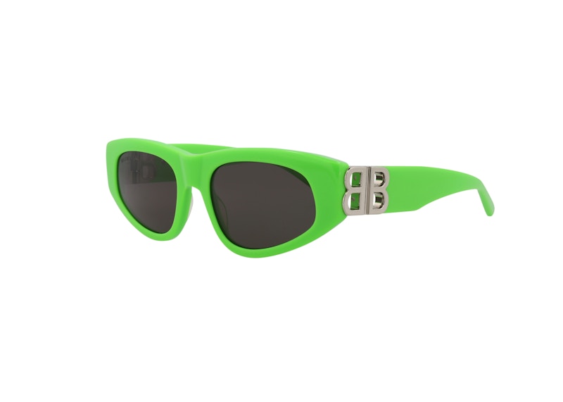 Pre-owned Balenciaga Women's Cat Eye Sunglasses/30008868009) In Green/silver/grey (bb0095s