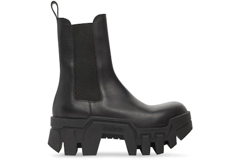 Balenciaga Chelsea Bulldozer 80mm Bottes Noir Cuir De Calk Mat