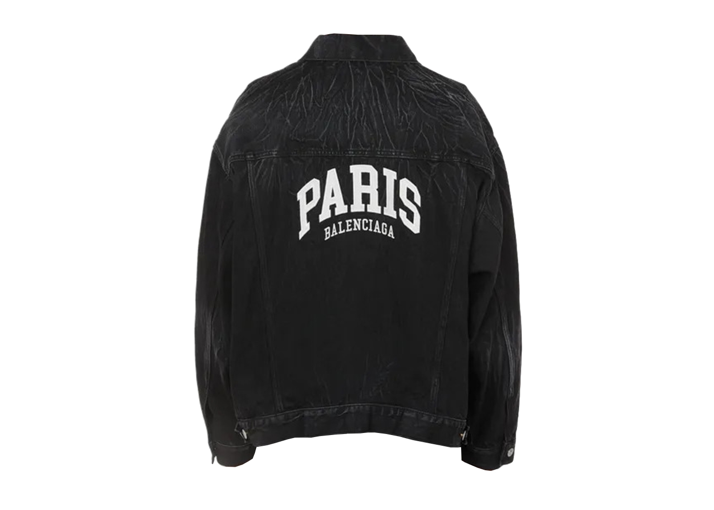 Balenciaga Cities Paris Large Fit Denim Jacket Black/White Men's - US