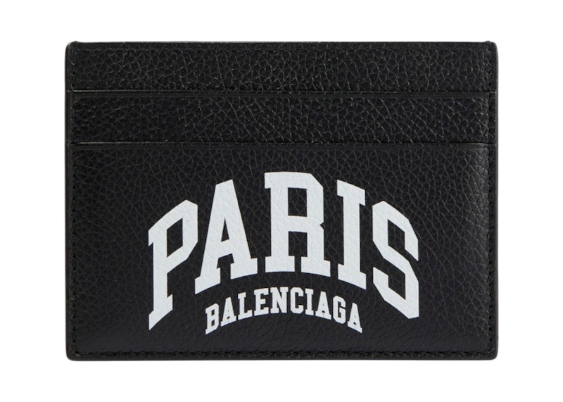 Women's Balenciaga Cities Paris Leather Card Holder in Black