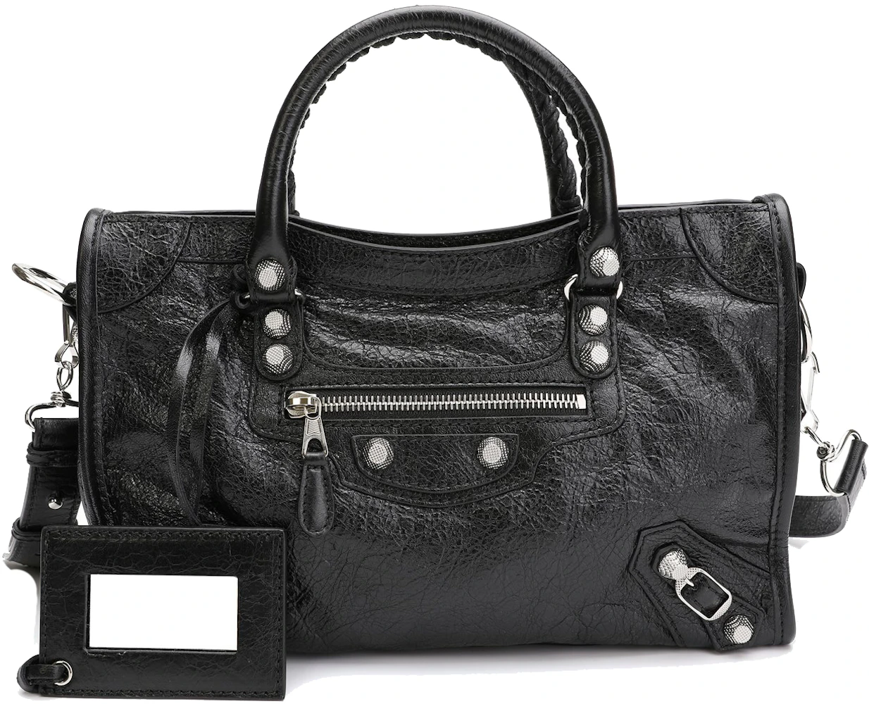 Balenciaga City Shoulder Bag Black in Lambskin with Silver-tone - US
