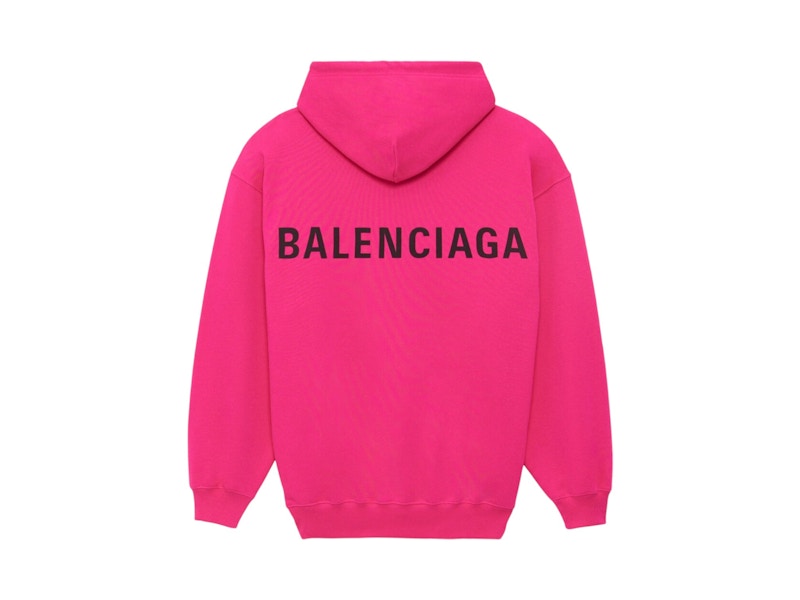 Sweat à capuche Balenciaga Classic Back Logo Rose fuchsia Homme de