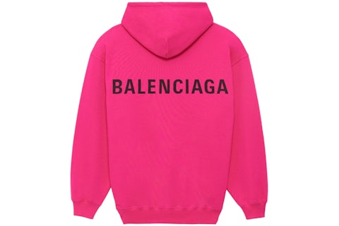 Sweat à capuche Balenciaga Classic Back Logo Rose fuchsia Homme de