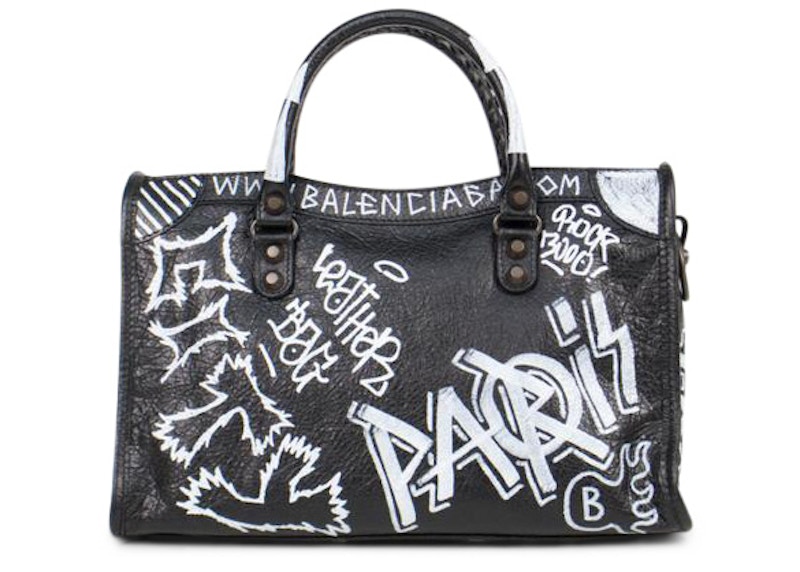 Balenciaga classic city aj small graffiti satchel on sale bag