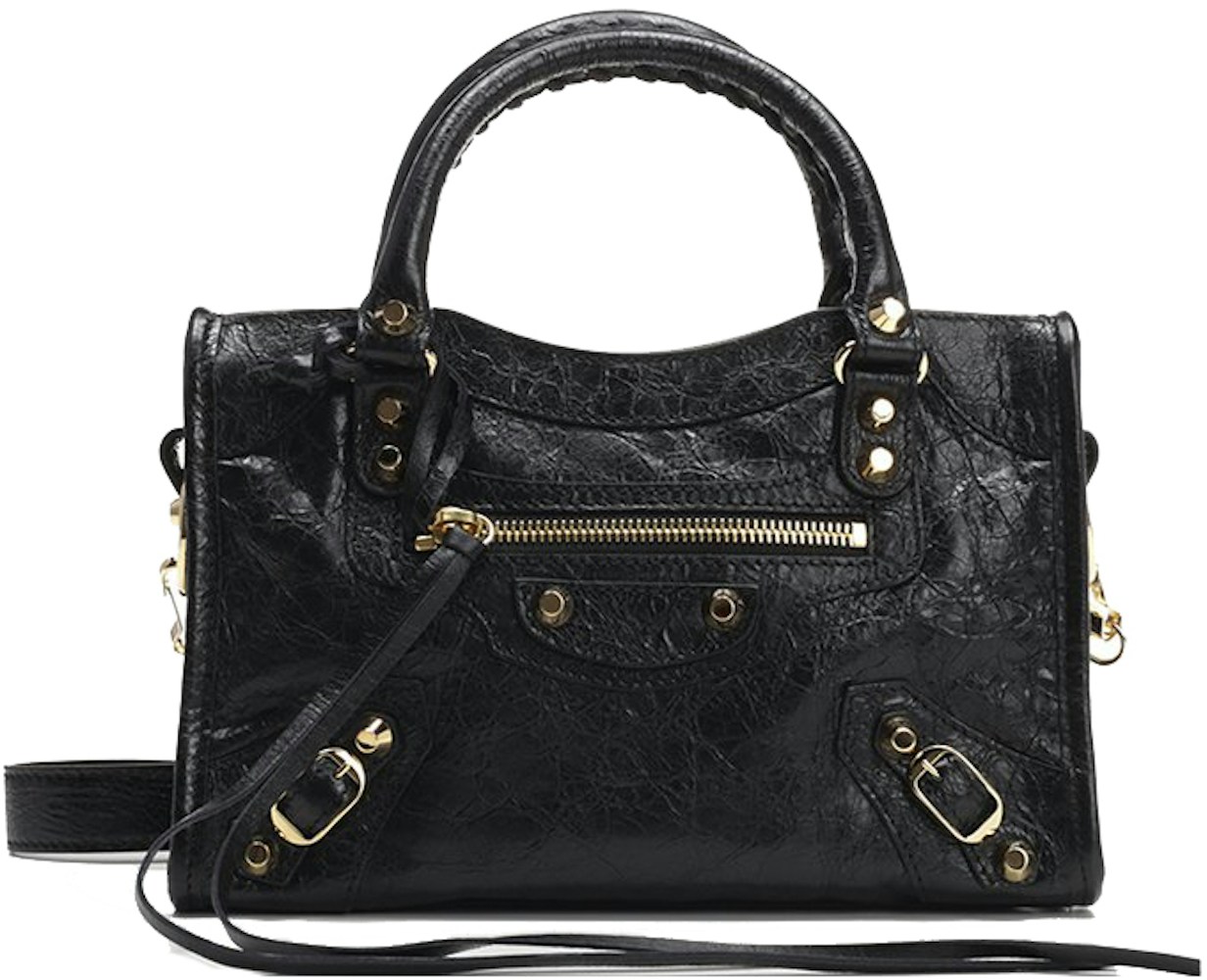 dukke Shinkan bag Balenciaga Classic City Bag Mini Black in Lamb Leather with Gold-tone