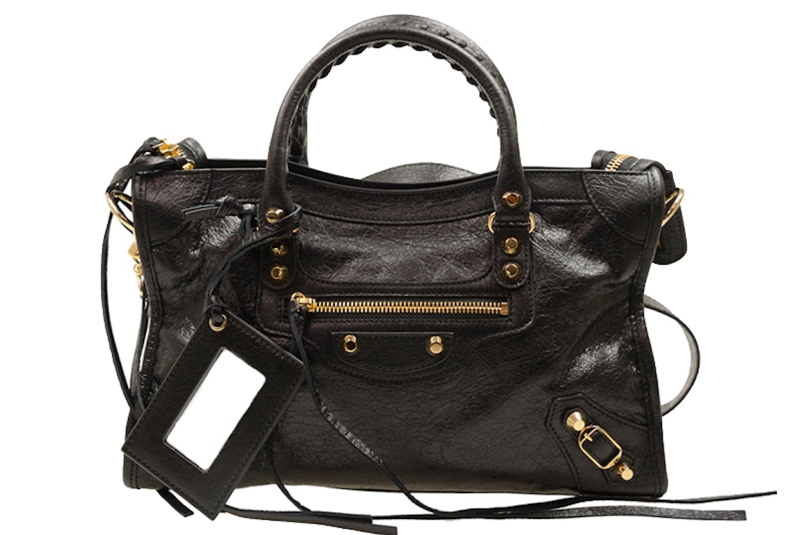 Pre-owned Balenciaga Classic City Shoulder Bag Small Gold-tone Black
