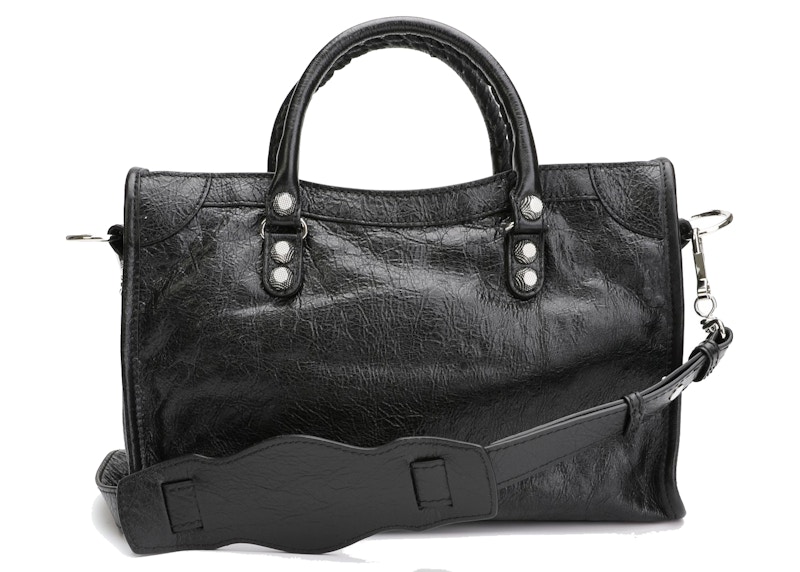 Balenciaga Classic Giant City Shoulder Bag Black in Lambskin with  Silver-tone - IT