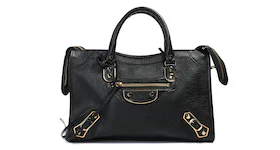 Balenciaga Classic Metallic Edge City Shoulder Bag S Black