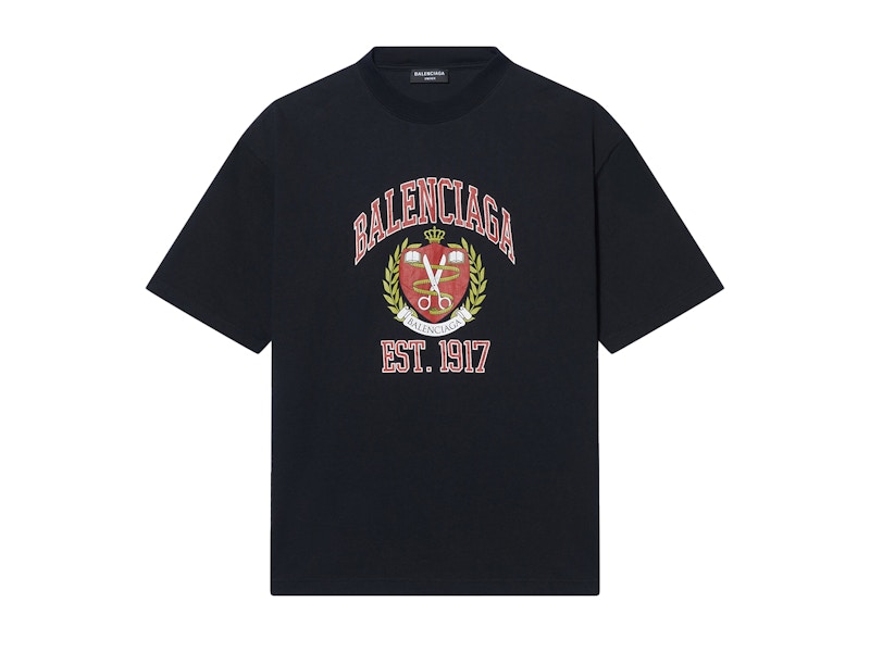 Balenciaga College Medium Fit T-Shirt Black/Red/White Men's - SS22