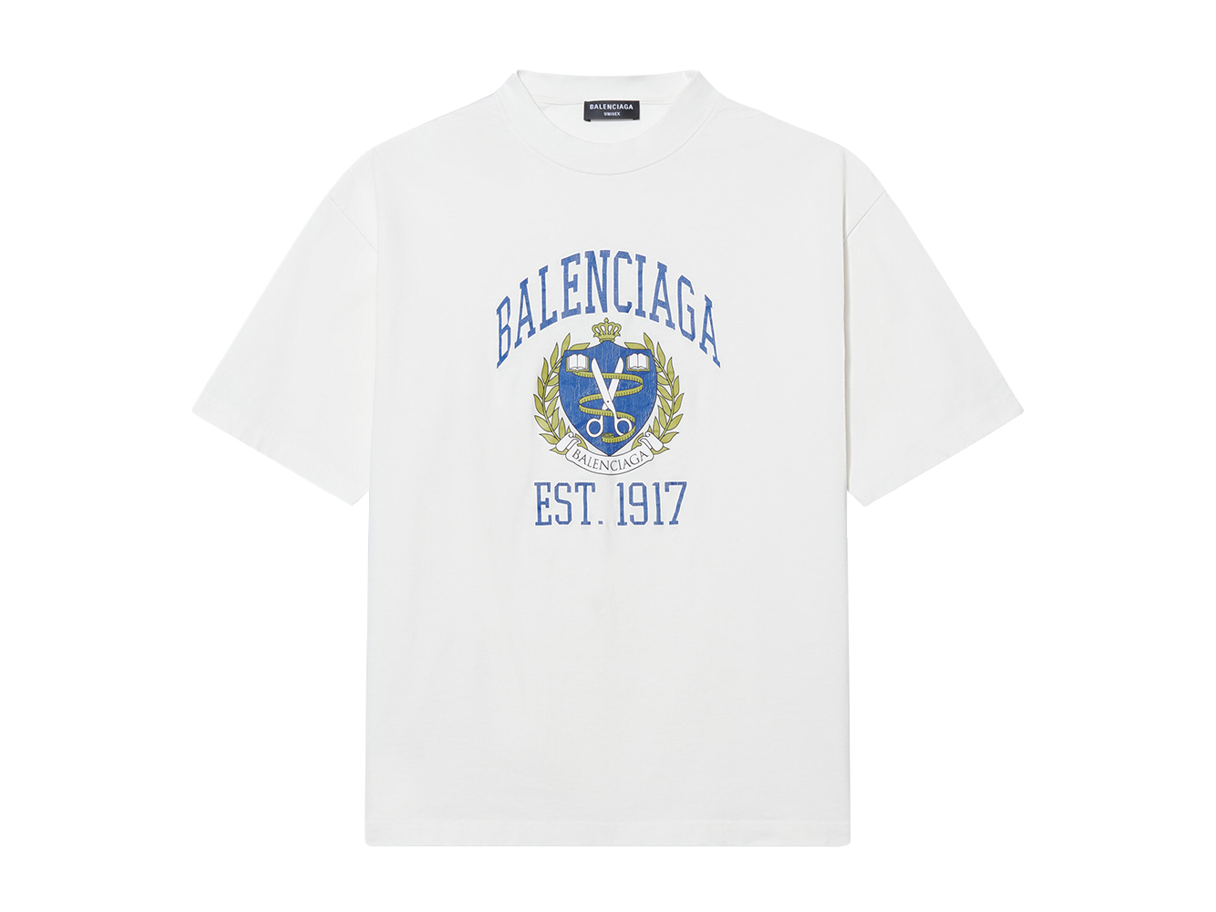 Balenciaga College Medium Fit T-Shirt White/Blue/Yellow