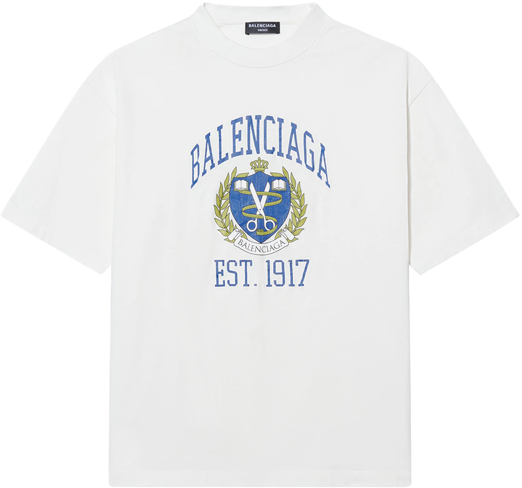 Dykker Gym provokere Balenciaga College Medium Fit T-Shirt White/Blue/Yellow Men's - SS22 - US
