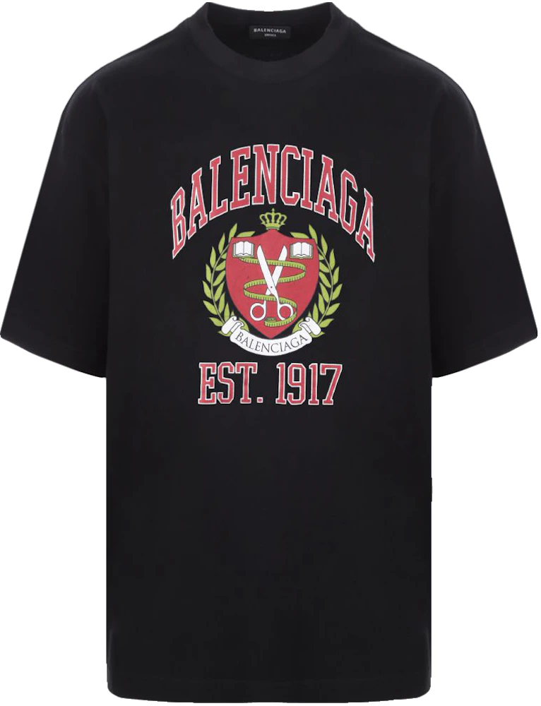 Balenciaga College Oversized T-shirt Black/Red/White Men's - FW21 - US