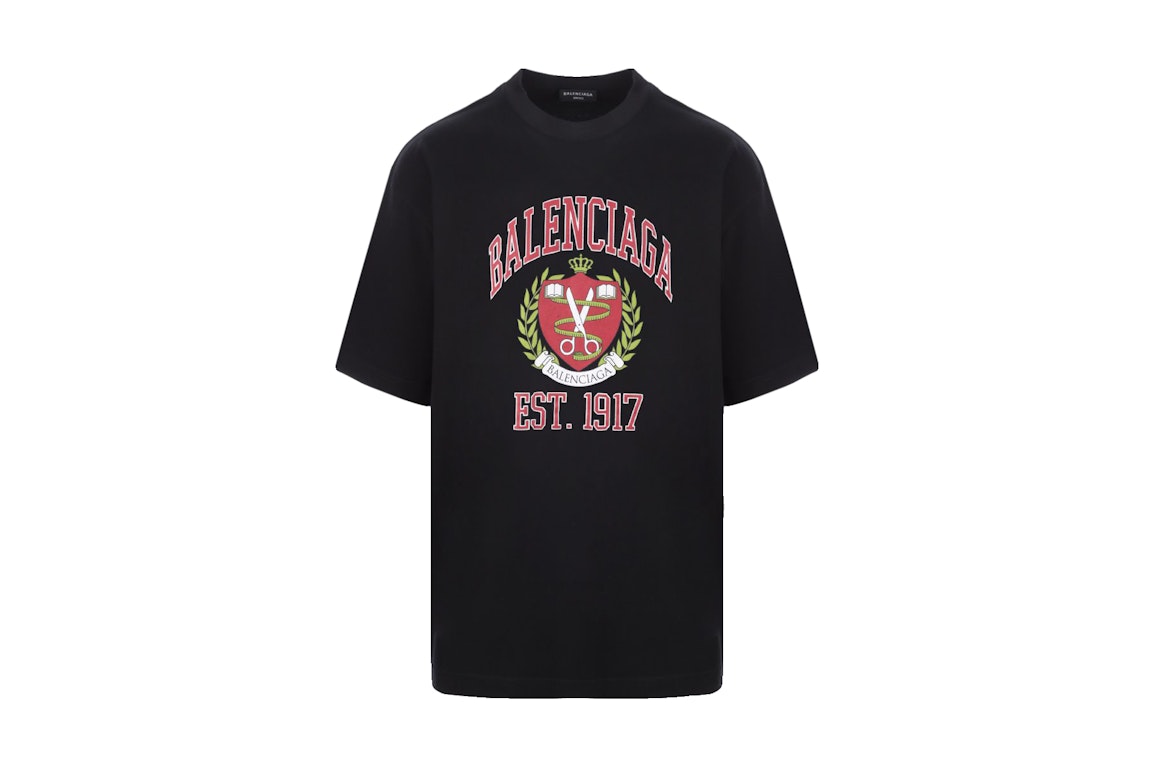Pre-owned Balenciaga College Oversized T-shirt Black/red/white
