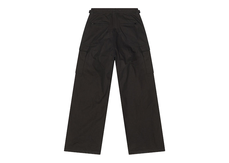 Balenciaga Cotton Ripstop Pulled Cargo Large Fit Pants Black
