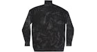Balenciaga Creased Oversized Silk Rib Knit Turtleneck Black