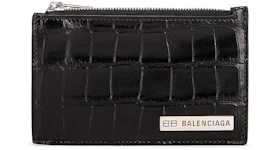 Balenciaga Croc Embossed (5 Card Slot) Coin Card Holder Black