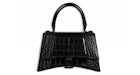 Balenciaga Coccodrillo Clessidra Goffrata Manico Piccolo Nero
