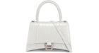 Balenciaga Coccodrillo Clessidra Goffrata Manico Piccolo Bianco