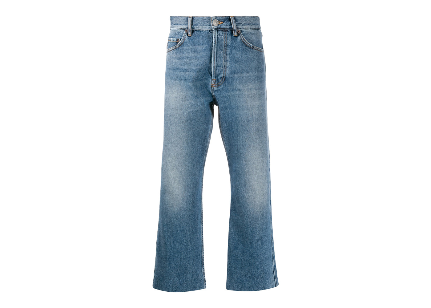 OFF-WHITE Cropped Belted Denim Jeans Stonewashed Blue