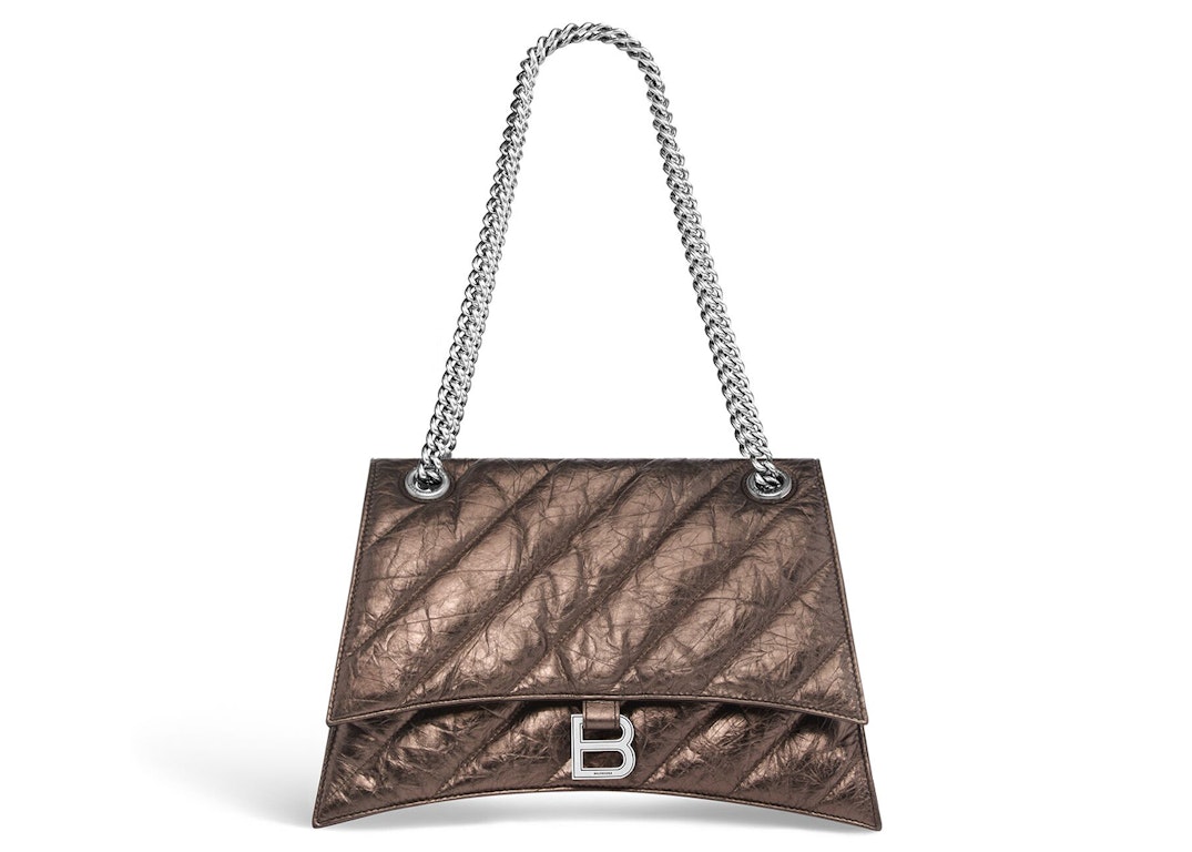 Pre-owned Balenciaga Crused Quilted Medium Chain Bag Metallized Bronze