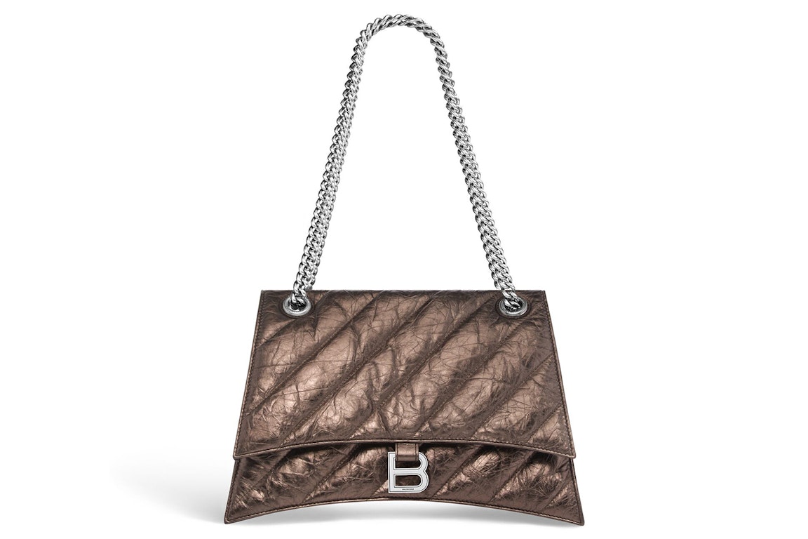 Pre-owned Balenciaga Crused Quilted Medium Chain Bag Metallized Bronze