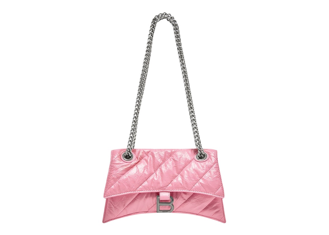 Pre-owned Balenciaga Crush Chain Bag Small Quilted Pink
