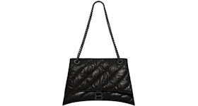 Balenciaga Crush Chain Shoulder Bag Medium Quilted Black/Black