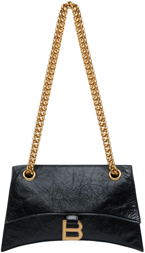 Balenciaga Crush Chain Shoulder Bag Small Black/Aged Gold in Calfskin ...